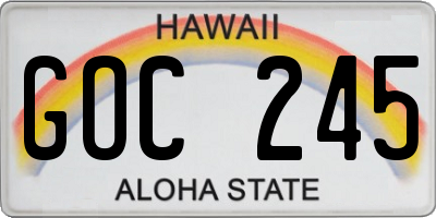 HI license plate GOC245