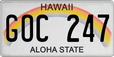 HI license plate GOC247