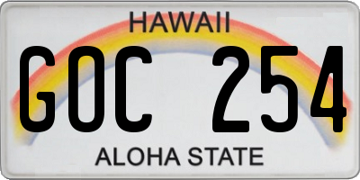 HI license plate GOC254