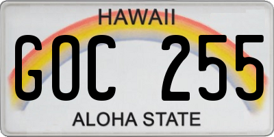 HI license plate GOC255