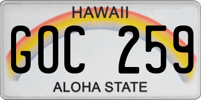 HI license plate GOC259