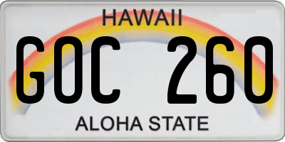 HI license plate GOC260