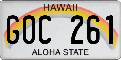 HI license plate GOC261
