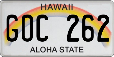 HI license plate GOC262