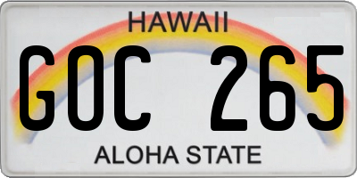 HI license plate GOC265