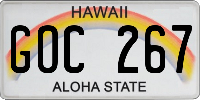 HI license plate GOC267