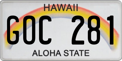 HI license plate GOC281