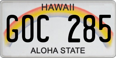 HI license plate GOC285