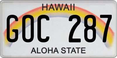 HI license plate GOC287