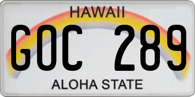 HI license plate GOC289