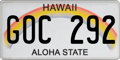 HI license plate GOC292