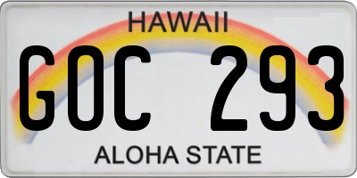 HI license plate GOC293