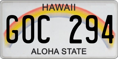 HI license plate GOC294