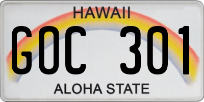 HI license plate GOC301