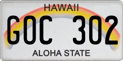HI license plate GOC302