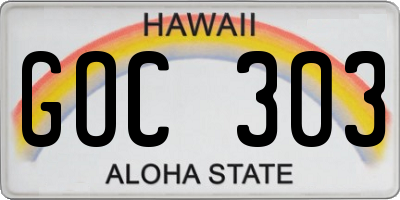 HI license plate GOC303