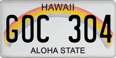 HI license plate GOC304