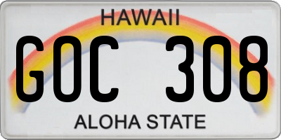 HI license plate GOC308