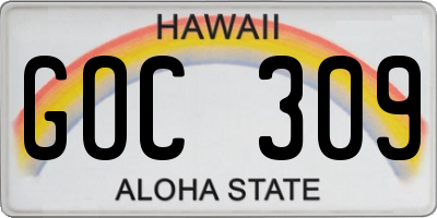 HI license plate GOC309