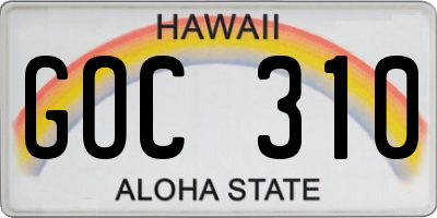HI license plate GOC310