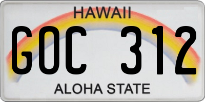 HI license plate GOC312