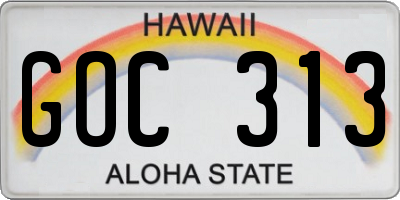 HI license plate GOC313
