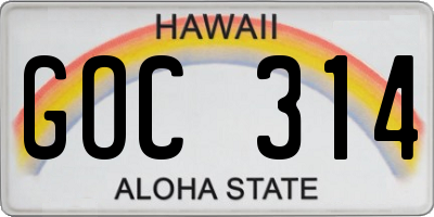 HI license plate GOC314