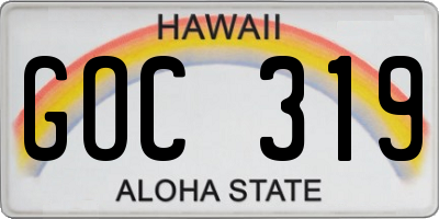 HI license plate GOC319