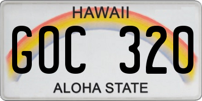 HI license plate GOC320