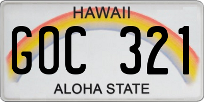 HI license plate GOC321