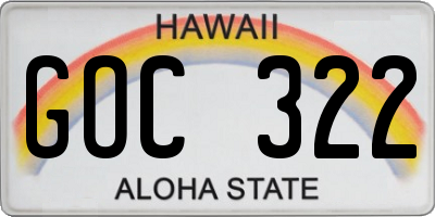 HI license plate GOC322