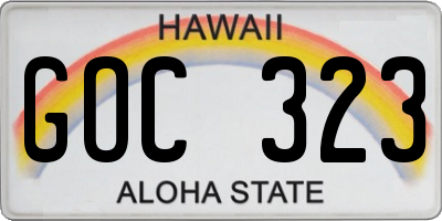 HI license plate GOC323