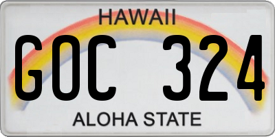 HI license plate GOC324