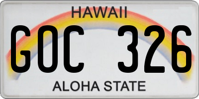 HI license plate GOC326
