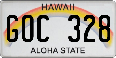 HI license plate GOC328