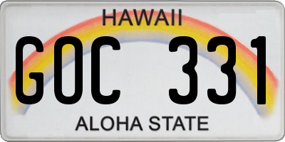 HI license plate GOC331