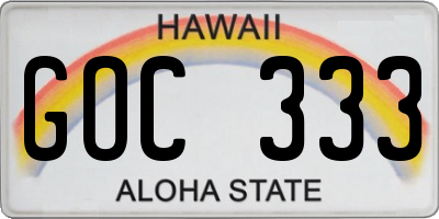 HI license plate GOC333