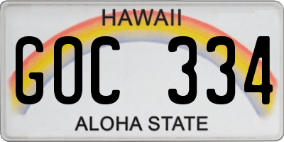 HI license plate GOC334