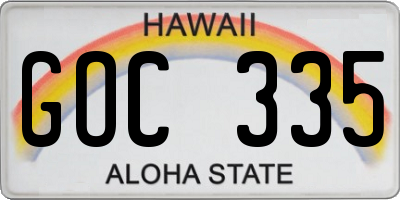 HI license plate GOC335