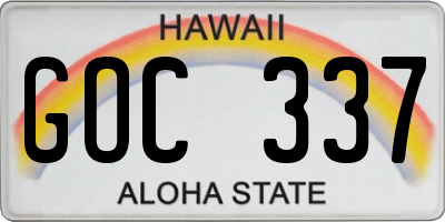 HI license plate GOC337