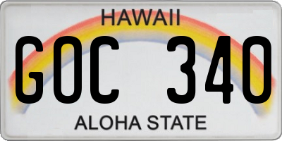 HI license plate GOC340