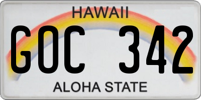 HI license plate GOC342