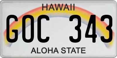 HI license plate GOC343