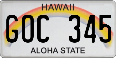 HI license plate GOC345