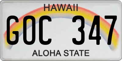 HI license plate GOC347
