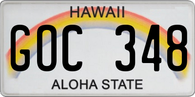 HI license plate GOC348