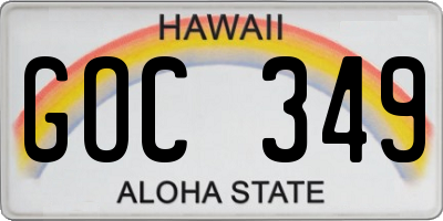 HI license plate GOC349
