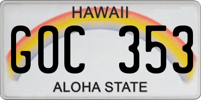 HI license plate GOC353