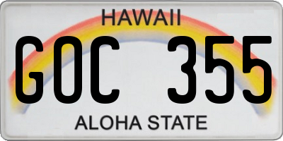 HI license plate GOC355