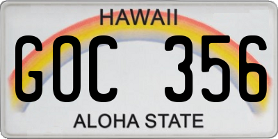 HI license plate GOC356